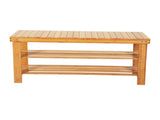 90cm Strip Pattern 3 Tiers Bamboo Stool Shoe Rack Wood Color 19993407
