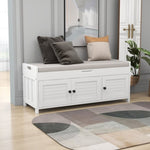 ZUN Storage Bench with 3 Shutter-shaped Doors, Shoe Bench with Removable Cushion and Hidden Storage 70290505