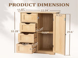 Wood-Grain Bathroom Storage Cabinet, 4 Drawers and 1 Door MDF Cabinet, Compact Moisture-Resistant 97227686