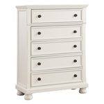 ZUN Casual White Finish 1pc Chest of Drawers Antique Bronze Tone Knobs Bun Feet Bedroom Furniture B01146547