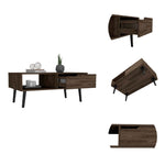 ZUN Oslo Coffee Table, One Drawer, One Open Shelf, Four Legs -Dark Walnut B20091973