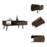 ZUN Oslo Coffee Table, One Drawer, One Open Shelf, Four Legs -Dark Walnut B07091973