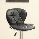 Set of 2 Adjustable Black PU Bar Stools, Chrome SR011550