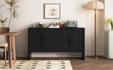 ZUN TREXM 4-Door Large Storage Retro Sideboard with Adjustable Shelves and Long Handles for Kitchen, N715P190423B