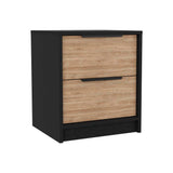 Modern Nightstand 19" H, Two Drawers, Black / Pine B097132980