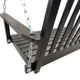 ZUN Front Porch Swing with Armrests, Wood Bench Swing with Hanging Chains,for Outdoor Patio ,Garden 39418244