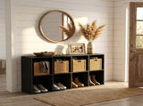 Stackable 8 Cube Storage Organizer - Wood Cube Shelf Fits Cubby Bins, Cubicle Bookshelf with Open 24414432