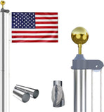20 FT Sectional Flag Pole Kit Extra Thick Aluminum Flagpole with 1 Flag 2 Rope 54295914