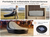 Inflatable Sofa with Ottoman Set, 104.1412790.17cm Flocked PVC Blow-Up Couch 220LBS Capacity with 23964740