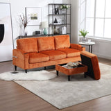 UNITED WE WIN Sofa for three, solid wood frame, Chenille fabric, side pocket, with two cup holders, W1568142740