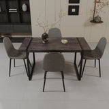 59" MDF black wooden table and modern chair set of 4 pieces, medieval wooden kitchen 67012791