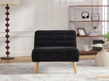 24.4" Wide Modern Upholstered Armless Chair with Rubber Wood Legs, Chenille Accent Chair for Living W3098P308776