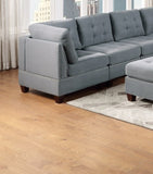Living Room Furniture Tufted Corner Wedge Grey Linen Like Fabric 1pc Cushion Nail heads Wedge Sofa B011119654