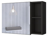 Medicine 18H" Single Door Cabinet, Two External Shelves, Three Interior Shelves , Black B097133142