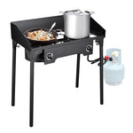 ZUN Double Burner Stove 150,000 BTU/hr, Heavy Duty Outdoor Dual Propane with Windscreen and Detachable 15902958