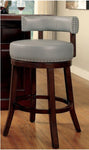 ZUN Sherly Set of 2 Bar stool 30" Swivel Stool Dark Oak Solid wood Dark Gray Leatherette Chairs Dining B01152174