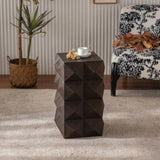 23.62"Height Three-dimensional Embossed Pattern Design Retro Side Table Retro Wooden Nightstand W757P250946
