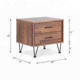 ZUN 2 Drawers Nightstand with Metal Legs, Walnut B016P253802