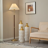 Floor metal vase modern style decoration droplet shaped white metal vase 3-piece set gorgeous W2796P255601