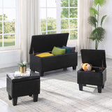 Large Storage Ottoman Bench Set, 3 in 1 Combination Ottoman, Tufted Ottoman Linen Bench for W142083040