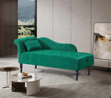 Aijia 60.6" Velvet Chaise Lounge Buttons Tufted Nailhead Trimmed Solid Wood Legs with 1 Pillow,Green W1117P284890