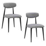 Modern Dining Chairs Set of 2, Curved Backrest Round Upholstered and Metal Frame, Grey W876110768