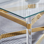 ZUN Gold Stainless Steel Coffee Table With acrylic Frame and Clear Glass Top CS-1197 84437547