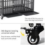 52" Heavy Duty Dog Crate Large Dog cage Strong Metal Dog Kennels and Crates for Large Dogs with 4 W206137933