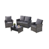 ZUN 4 Pieces Outdoor Patio Furniture Sets Garden Rattan Chair Wicker Set, Poolside Lawn Chairs with W874P146980