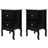 2pcs Country Style Two-Tier Night Tables Large Size Black 71235334