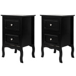 ZUN 2pcs Country Style Two-Tier Night Tables Large Size Black 46330063