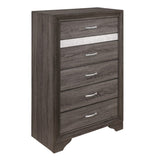 ZUN Gray Finish 1pc Chest of Drawers Faux Crystals Pulls Silver Glitter Hidden Drawers Wooden Modern B011P183396