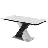 Modern Square Dining Table, Stretchable, White Table TopMDF X-Shape Black and White Color Table Leg W757P242760