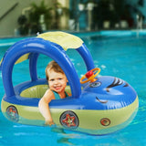 ZUN Inflatable Pool Float Car Shaped Toddler Swimming Float Boat Pool Toy Infant Swim Ring Pool with Sun 83617344