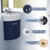 Corner Bathroom Vanity Sink Combo for Small Space Wall Mounted Cabinet Set, Ceramic Sink W99990112