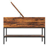 Farmhouse Flip Top Coffee Table with Storage 31.5" Rustic Wood Grain Table, Hidden Storage T2398P354184