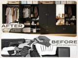 Wardrobe with 5 Doors 2 Drawers 2 Open Shelves Particleboard Unit with 1 Mirrored Door and 4 Hooks 31107495