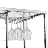 ZUN Contemporary Chrome Wine Rack Silver Modern Glass Metal Frame Wine Storage 62673456