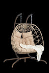 ZUN 2 Person Outdoor Rattan Hanging Chair Patio Wicker Egg Chair W874P146263