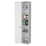 FM FURNITURE Harman Multistorage Kitchen Pantry with 1 door and 5 open shelves, White B128P321072