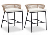 2-Pack Outdoor Bar Stools with Removable Cushions, 400 LBS Weight Capacity Woven Rope Patio Chairs 78348492