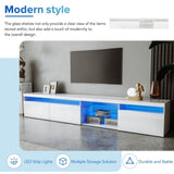 ON-TREND Unique Design TV Stand with 2 Glass Shelves, Ample Storage Space Media Console for TVs Up WF314584AAK