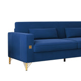 FX-P18-RBLuxury Velvet Sofa with Gold Accents - Modern 3-Seat Couch with Plush Cushions, W57649844