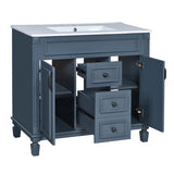 36'' Bathroom Vanity with Top Sink, Modern Bathroom Storage Cabinet with 2 Soft Closing Doors and 2 N710P230231C