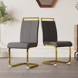 ZUN Modern Dining Chairs,PU Faux Leather High Back Upholstered Side Chair with C-shaped Tube. Plating W2189133303