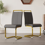 ZUN Modern Dining Chairs,PU Faux Leather High Back Upholstered Side Chair with C-shaped Tube. Plating W2189133307