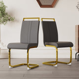 ZUN Modern Dining Chairs,PU Faux Leather High Back Upholstered Side Chair with C-shaped Tube. Plating W2189133307