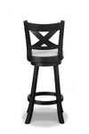 ZUN 2pc Swivel Pub Stools Counter Height 24" Chair Fabric Upholstered Seat Footrest Wooden Dining Room B011P262368