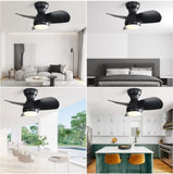 ZUN 23 Inch Bedroom Ceiling Fan With 3 Color Dimmable 3 ABS Blades Remote Control DC Motor Black With W882P146322