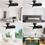 ZUN 23 Inch Bedroom Ceiling Fan With 3 Color Dimmable 3 ABS Blades Remote Control DC Motor Black With W934P264711